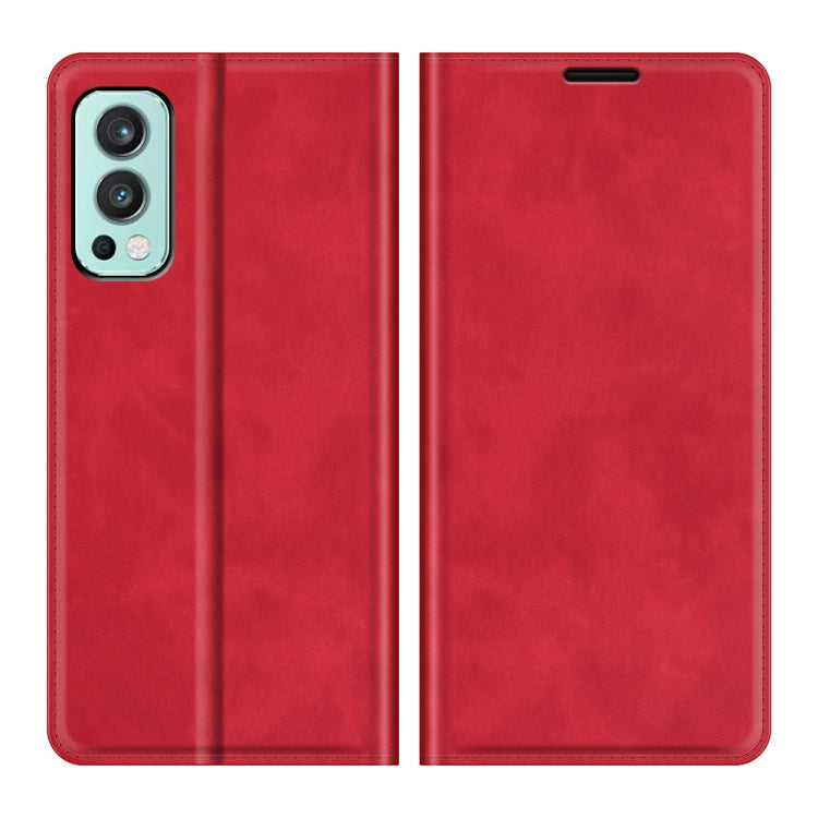 For OnePlus Nord 2 5G Retro-skin Business Magnetic Suction Leather Case with Holder & Card Slots & Wallet