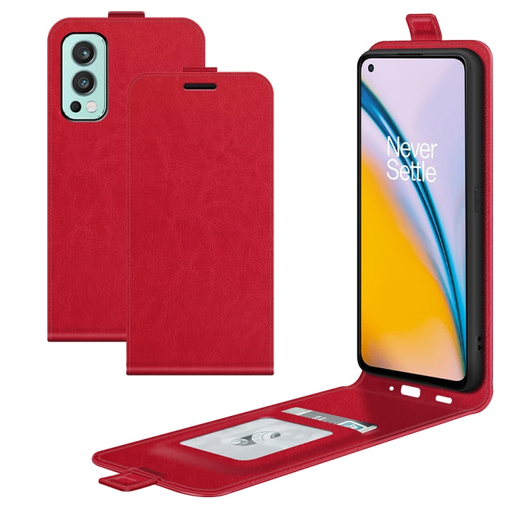 For OnePlus Nord 2 5G R64 Texture Single Vertical Flip Leather Protective Case with Card Slots & Photo Frame