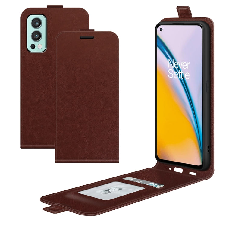 For OnePlus Nord 2 5G R64 Texture Single Vertical Flip Leather Protective Case with Card Slots & Photo Frame