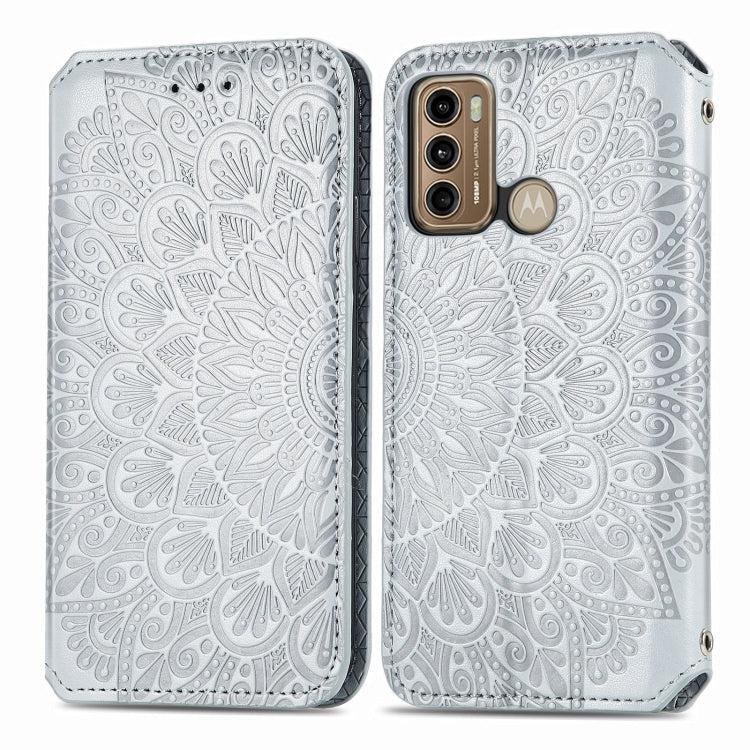 For Motorola Moto G60 Blooming Mandala Embossed Pattern Magnetic Horizontal Flip Leather Case with Holder & Card Slots & Wallet