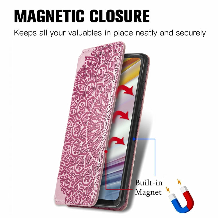 For Motorola Moto G60 Blooming Mandala Embossed Pattern Magnetic Horizontal Flip Leather Case with Holder & Card Slots & Wallet
