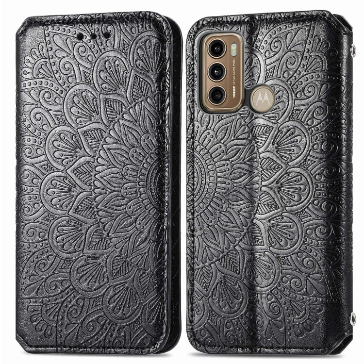 For Motorola Moto G60 Blooming Mandala Embossed Pattern Magnetic Horizontal Flip Leather Case with Holder & Card Slots & Wallet