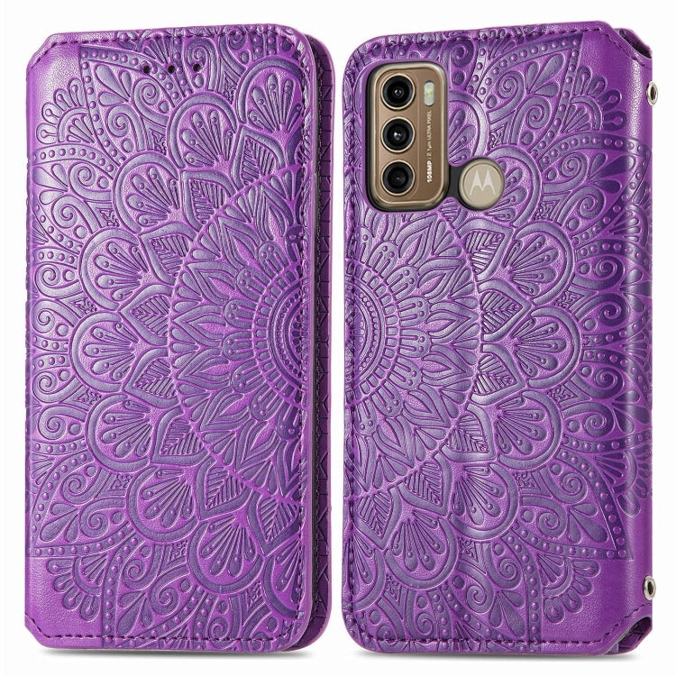 For Motorola Moto G60 Blooming Mandala Embossed Pattern Magnetic Horizontal Flip Leather Case with Holder & Card Slots & Wallet
