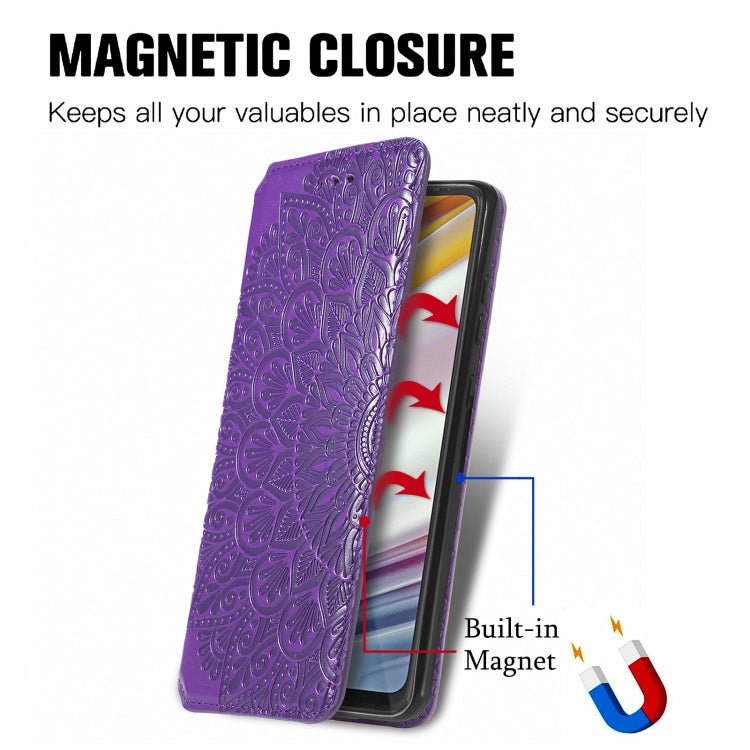 For Motorola Moto G60 Blooming Mandala Embossed Pattern Magnetic Horizontal Flip Leather Case with Holder & Card Slots & Wallet