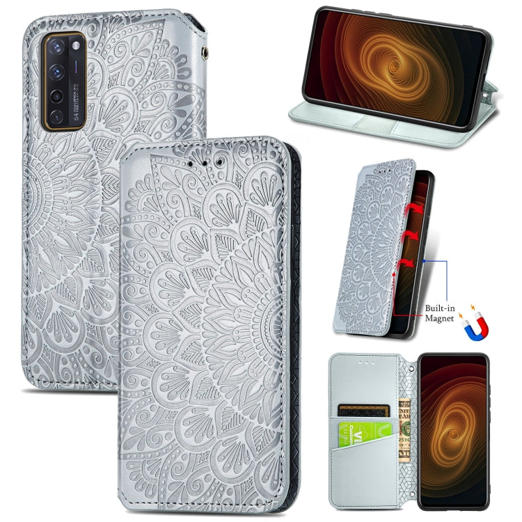 For ZTE Axon 20 5G Blooming Mandala Embossed Pattern Magnetic Horizontal Flip Leather Case with Holder & Card Slots & Wallet