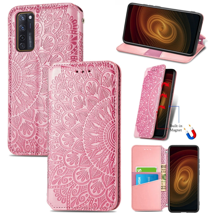 For ZTE Axon 20 5G Blooming Mandala Embossed Pattern Magnetic Horizontal Flip Leather Case with Holder & Card Slots & Wallet