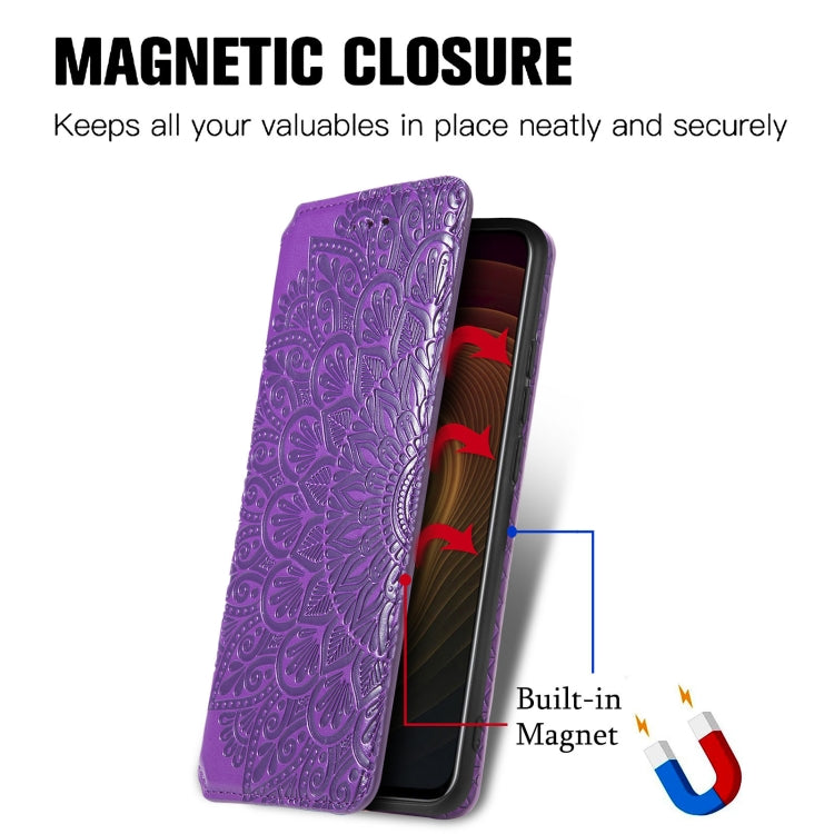 For ZTE Axon 20 5G Blooming Mandala Embossed Pattern Magnetic Horizontal Flip Leather Case with Holder & Card Slots & Wallet