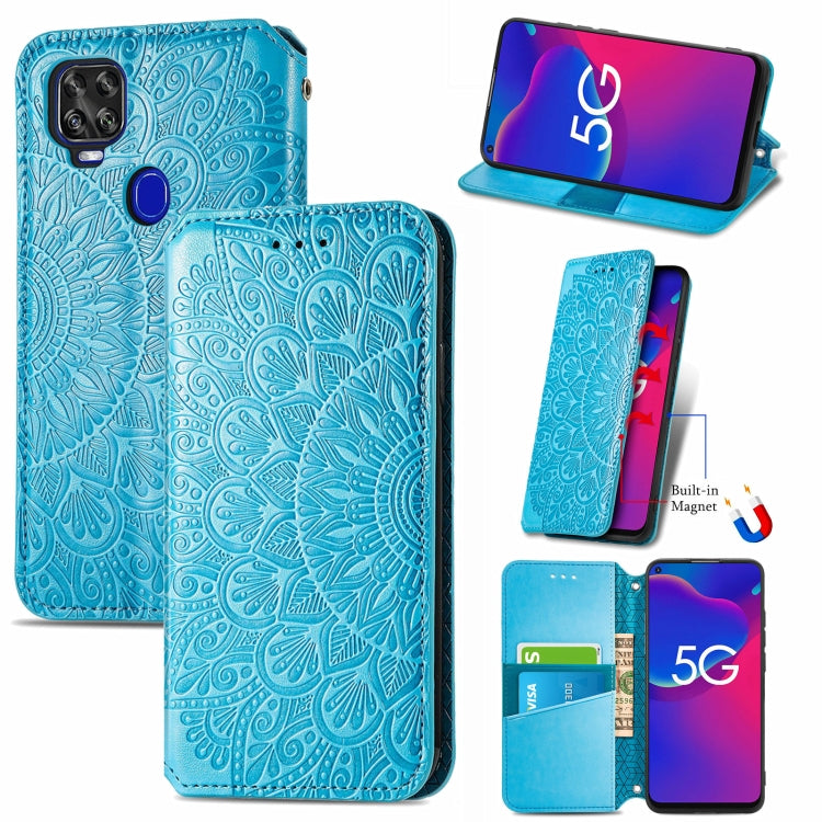 For ZTE Axon 11 SE 5G Blooming Mandala Embossed Pattern Magnetic Horizontal Flip Leather Case with Holder & Card Slots & Wallet