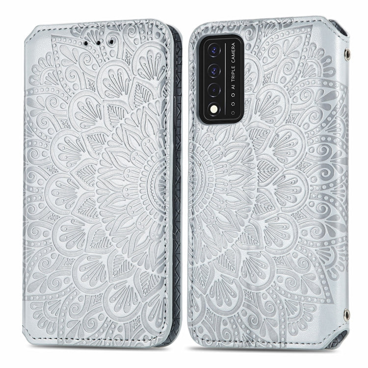 For T-Mobile REVVL V+ 5G Blooming Mandala Embossed Pattern Magnetic Horizontal Flip Leather Case with Holder & Card Slots & Wallet