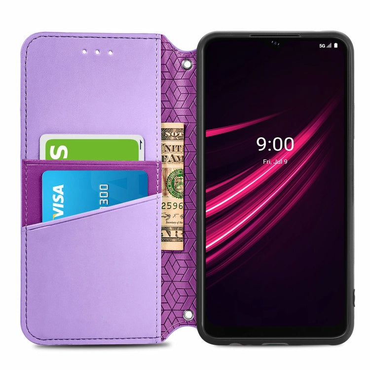 For T-Mobile REVVL V+ 5G Blooming Mandala Embossed Pattern Magnetic Horizontal Flip Leather Case with Holder & Card Slots & Wallet