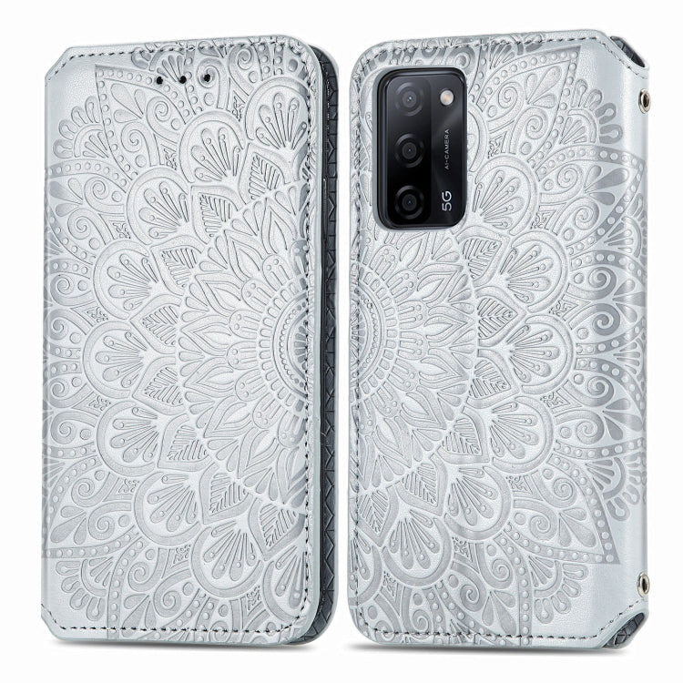 For OPPO A55 5G Blooming Mandala Embossed Pattern Magnetic Horizontal Flip Leather Case with Holder & Card Slots & Wallet