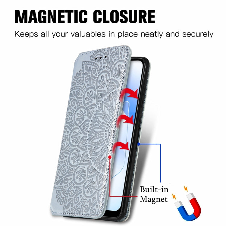 For OPPO A55 5G Blooming Mandala Embossed Pattern Magnetic Horizontal Flip Leather Case with Holder & Card Slots & Wallet