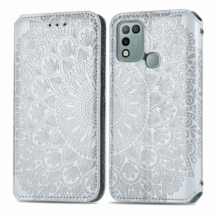 For Infinix Hot 10 Play Blooming Mandala Embossed Pattern Magnetic Horizontal Flip Leather Case with Holder & Card Slots & Wallet