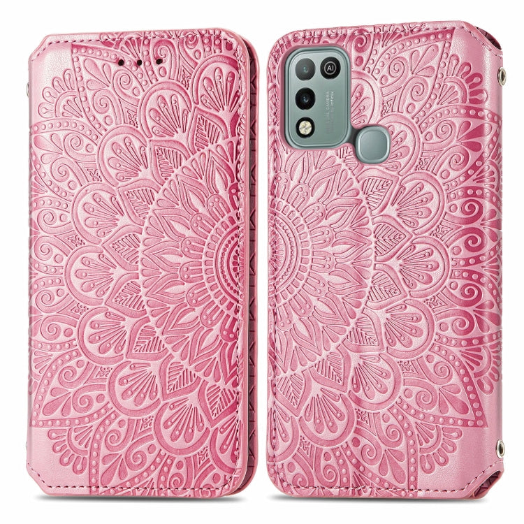 For Infinix Hot 10 Play Blooming Mandala Embossed Pattern Magnetic Horizontal Flip Leather Case with Holder & Card Slots & Wallet