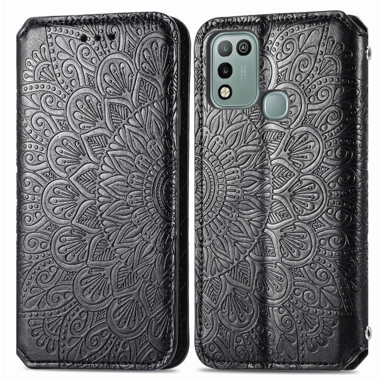 For Infinix Hot 10 Play Blooming Mandala Embossed Pattern Magnetic Horizontal Flip Leather Case with Holder & Card Slots & Wallet