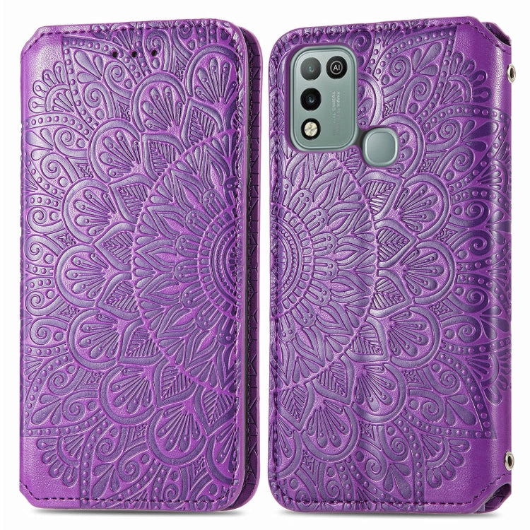 For Infinix Hot 10 Play Blooming Mandala Embossed Pattern Magnetic Horizontal Flip Leather Case with Holder & Card Slots & Wallet