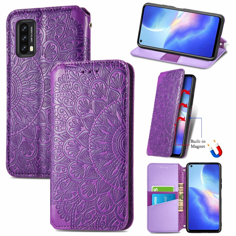 For Blackview A90 Blooming Mandala Embossed Pattern Magnetic Horizontal Flip Leather Case with Holder & Card Slots & Wallet