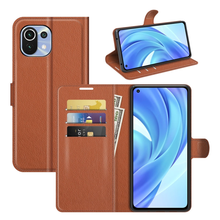 For Xiaomi Mi 11 Lite Litchi Texture Horizontal Flip Protective Case with Holder & Card Slots & Wallet