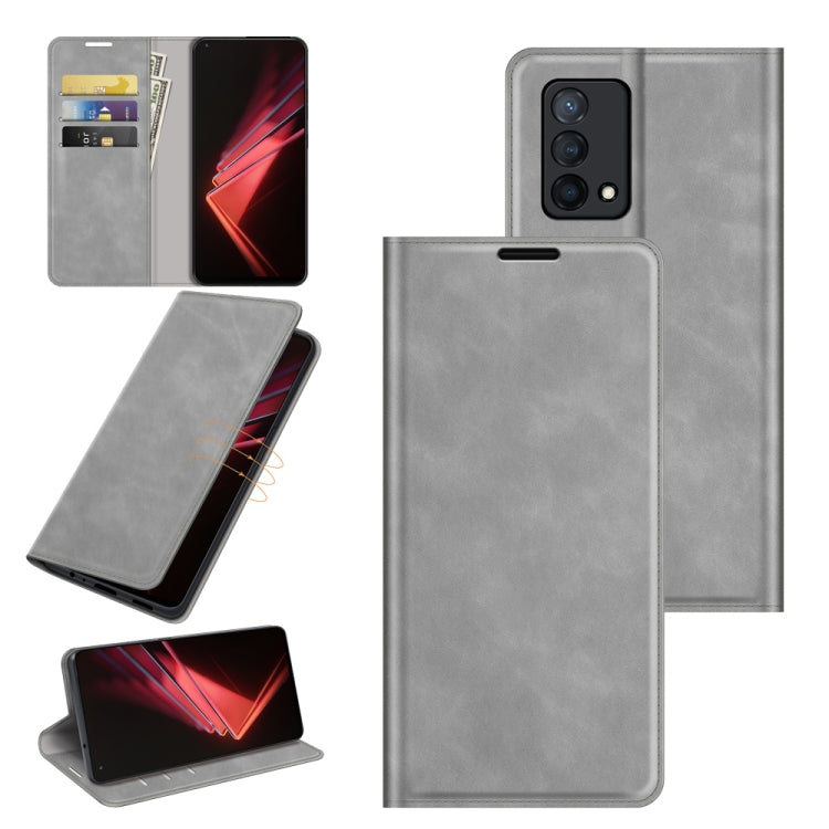 For OPPO K9 Retro-skin Business Magnetic Suction Leather Case with Holder & Card Slots & Wallet