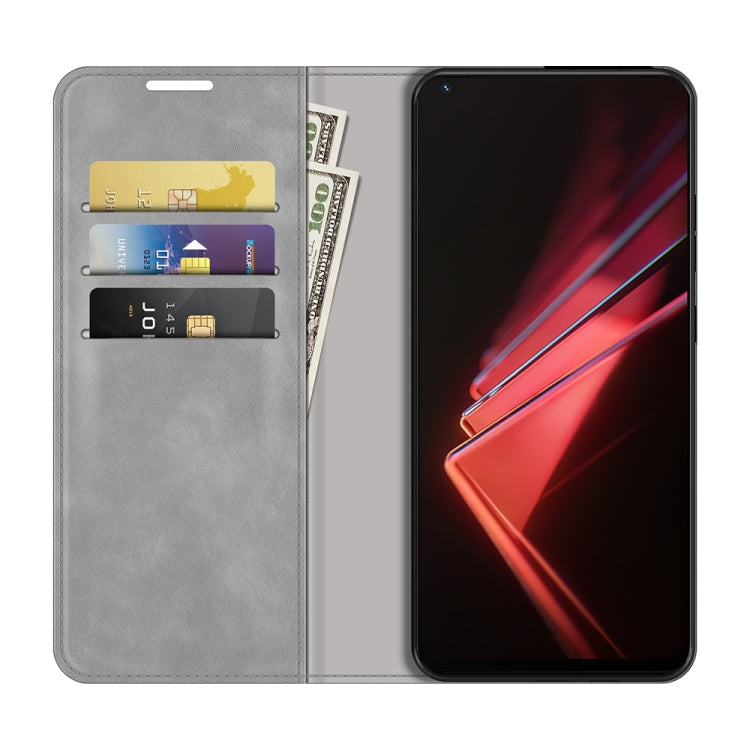 For OPPO K9 Retro-skin Business Magnetic Suction Leather Case with Holder & Card Slots & Wallet