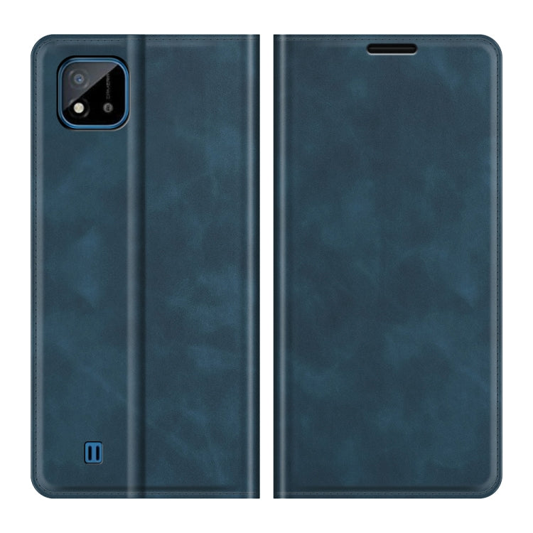 For OPPO Realme C11 2021 Retro-skin Business Magnetic Suction Leather Case with Holder & Card Slots & Wallet