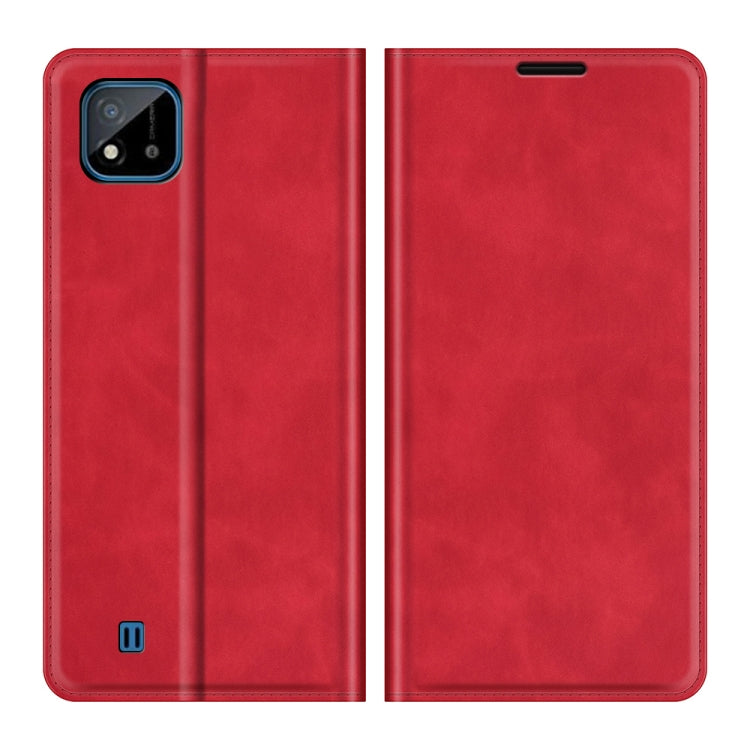 For OPPO Realme C11 2021 Retro-skin Business Magnetic Suction Leather Case with Holder & Card Slots & Wallet