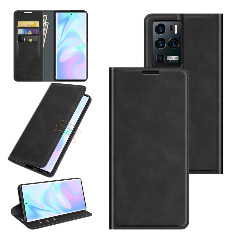 For ZTE Axon 30 Ultra 5G Ultra Retro-skin Business Magnetic Suction Leather Case with Holder & Card Slots & Wallet
