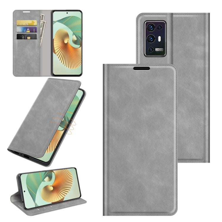 For ZTE Axon 30 Pro 5G Retro-skin Business Magnetic Suction Leather Case with Holder & Card Slots & Wallet