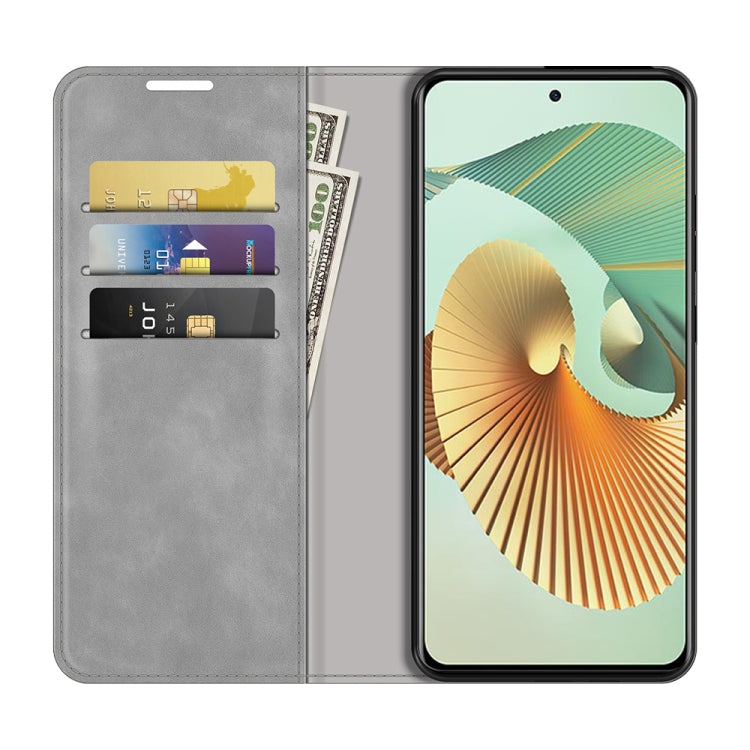For ZTE Axon 30 Pro 5G Retro-skin Business Magnetic Suction Leather Case with Holder & Card Slots & Wallet