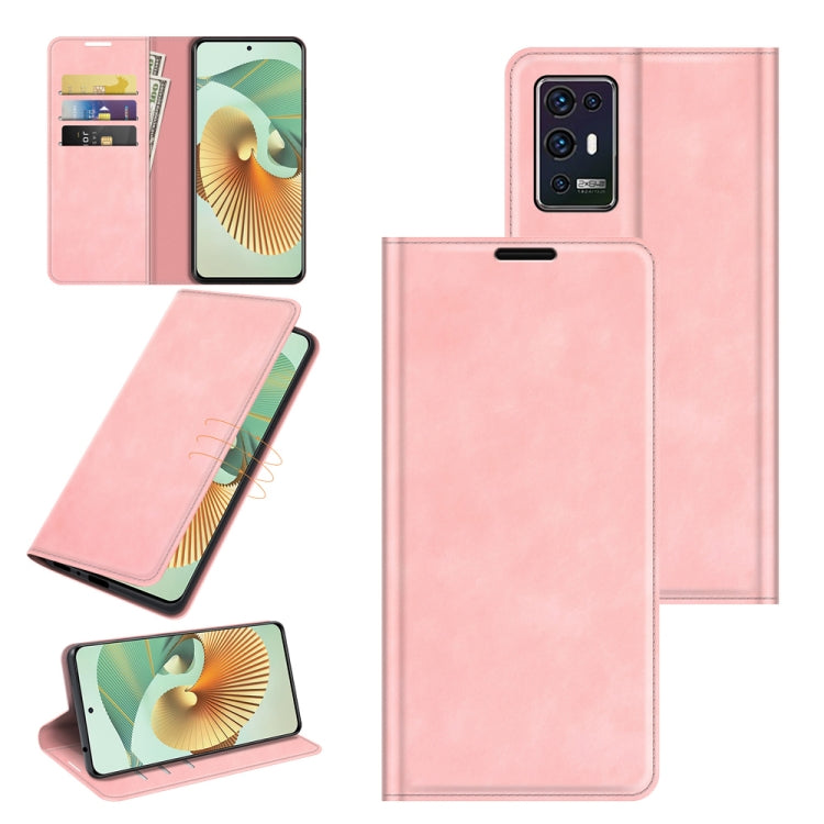 For ZTE Axon 30 Pro 5G Retro-skin Business Magnetic Suction Leather Case with Holder & Card Slots & Wallet