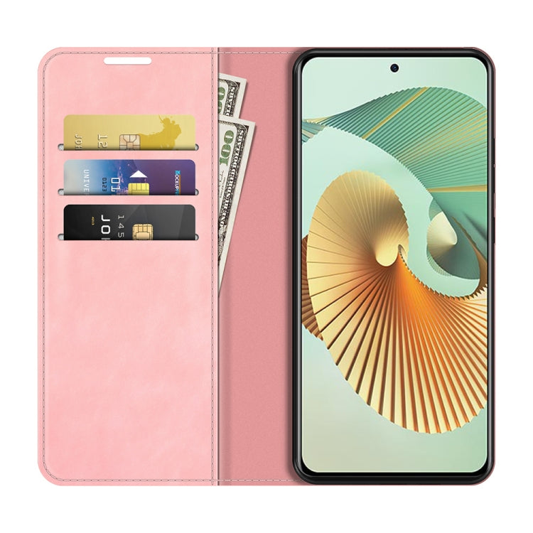 For ZTE Axon 30 Pro 5G Retro-skin Business Magnetic Suction Leather Case with Holder & Card Slots & Wallet