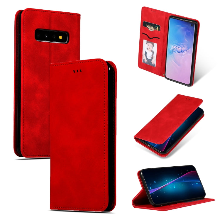 Retro Skin Feel Business Magnetic Horizontal Flip Leather Case for Samsung Galaxy S10