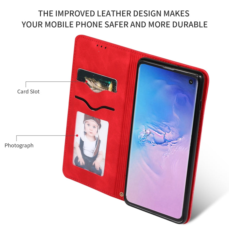 Retro Skin Feel Business Magnetic Horizontal Flip Leather Case for Samsung Galaxy S10