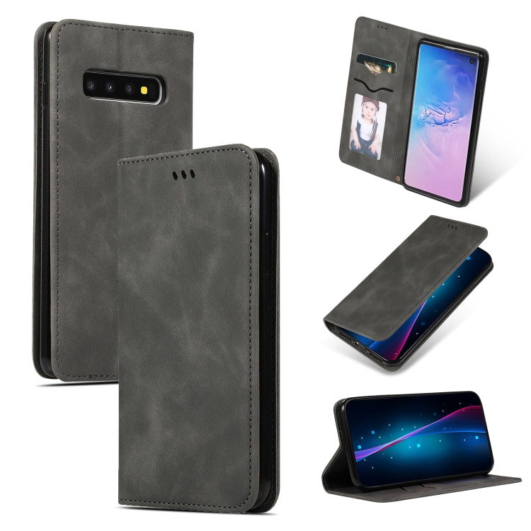 Retro Skin Feel Business Magnetic Horizontal Flip Leather Case for Samsung Galaxy S10