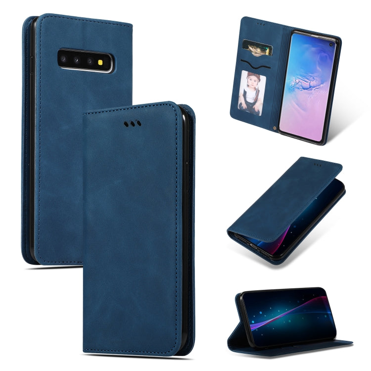Retro Skin Feel Business Magnetic Horizontal Flip Leather Case for Samsung Galaxy S10