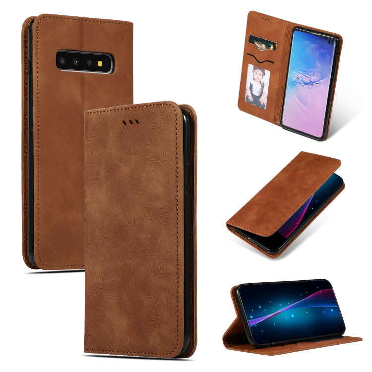 Retro Skin Feel Business Magnetic Horizontal Flip Leather Case for Samsung Galaxy S10