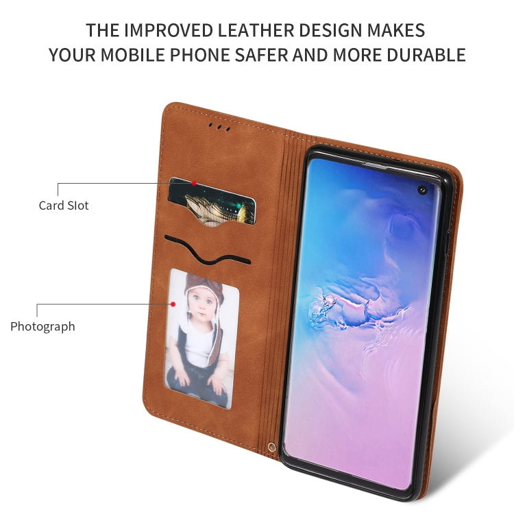 Retro Skin Feel Business Magnetic Horizontal Flip Leather Case for Samsung Galaxy S10