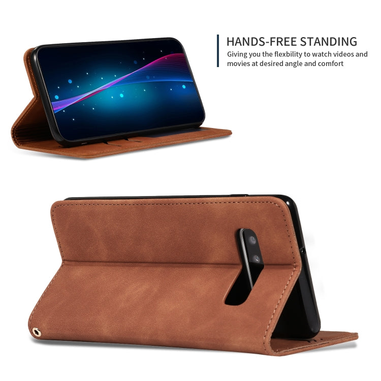 Retro Skin Feel Business Magnetic Horizontal Flip Leather Case for Samsung Galaxy S10