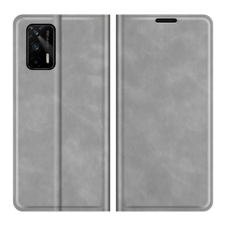 For OPPO Realme GT 5G / Realme Q3 Pro 5G Retro-skin Business Magnetic Suction Leather Case with Holder & Card Slots & Wallet