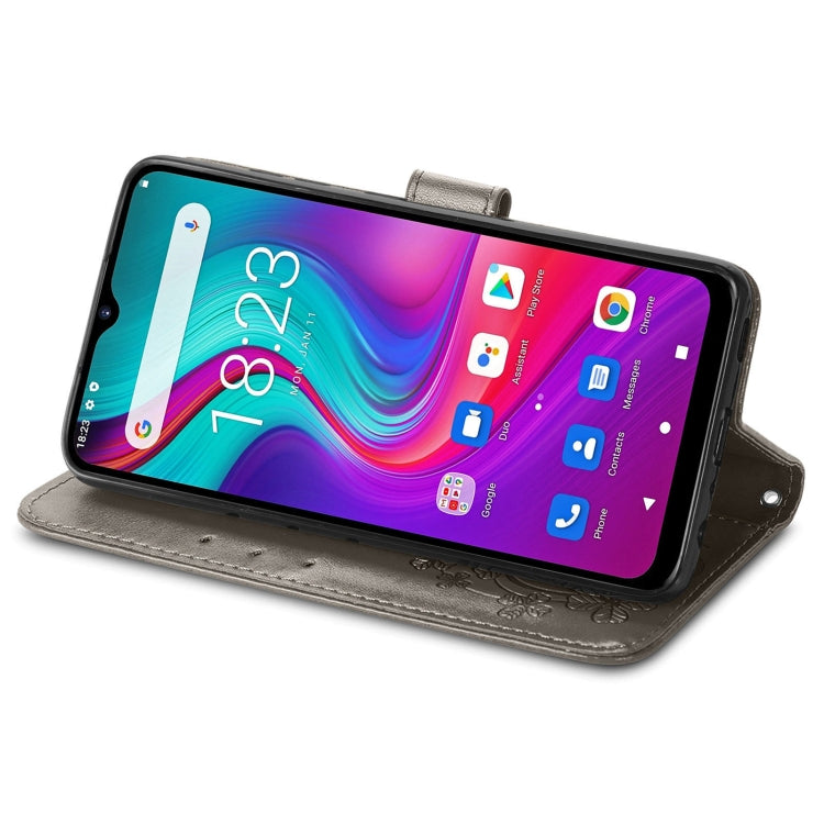 For  Doogee X96 Pro Four-leaf Clasp Embossed Buckle Mobile Phone Protection Leather Case with Lanyard & Card Slot & Wallet & Bracket Function