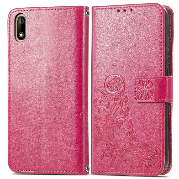 For Wiko Jerry 4 Four-leaf Clasp Embossed Buckle Mobile Phone Protection Leather Case with Lanyard & Card Slot & Wallet & Bracket Function