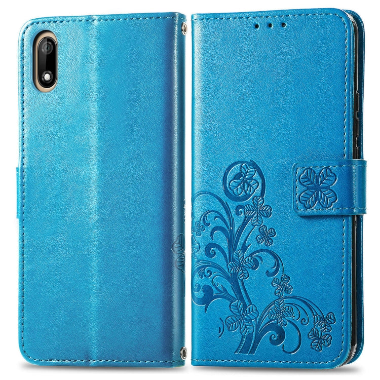 For Wiko Jerry 4 Four-leaf Clasp Embossed Buckle Mobile Phone Protection Leather Case with Lanyard & Card Slot & Wallet & Bracket Function