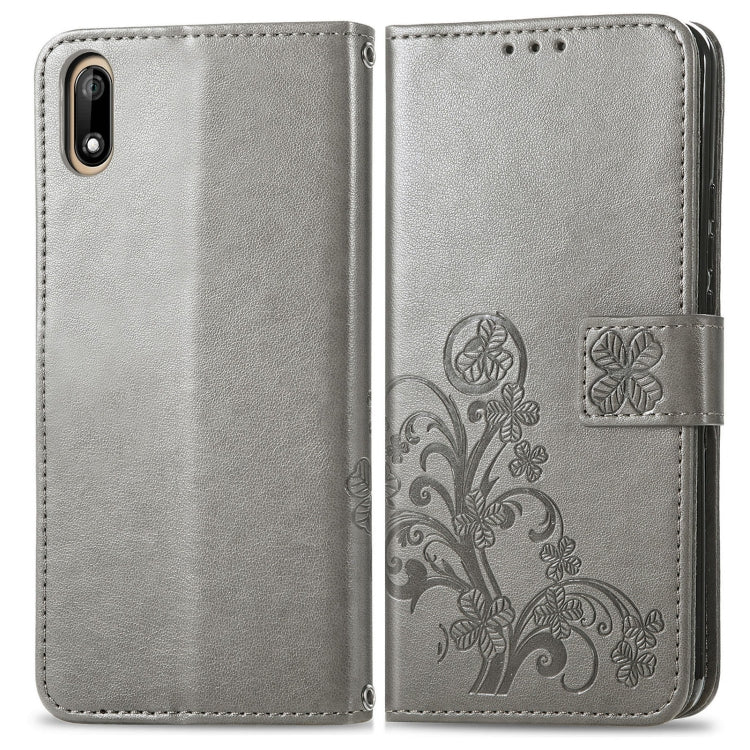 For Wiko Jerry 4 Four-leaf Clasp Embossed Buckle Mobile Phone Protection Leather Case with Lanyard & Card Slot & Wallet & Bracket Function