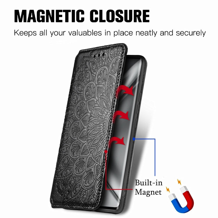 For Honor V40 5G Blooming Mandala Embossed Pattern Magnetic Horizontal Flip Leather Case with Holder & Card Slots & Wallet