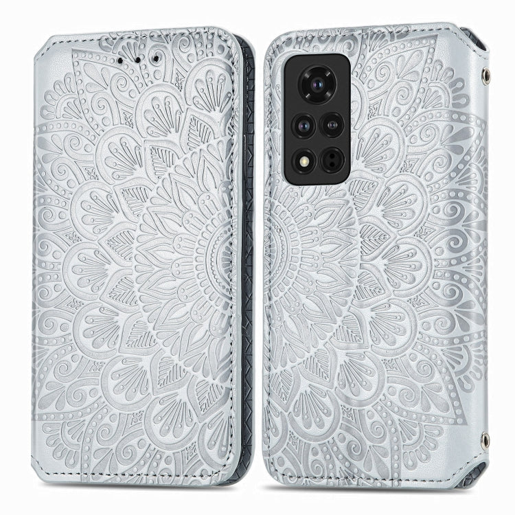 For Honor V40 5G Blooming Mandala Embossed Pattern Magnetic Horizontal Flip Leather Case with Holder & Card Slots & Wallet