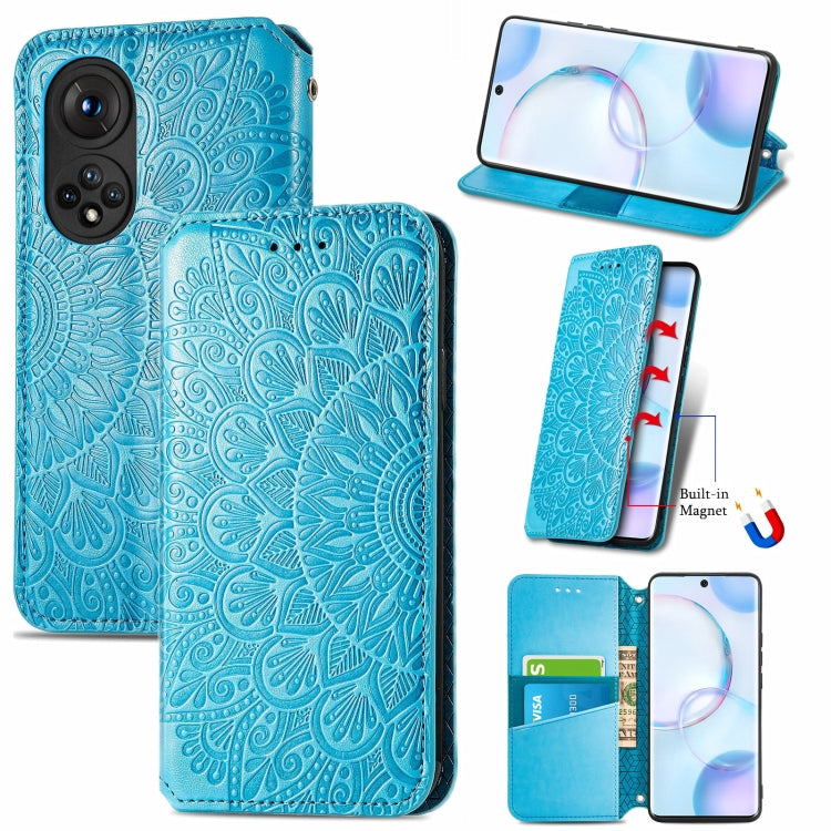For Honor 50 Blooming Mandala Embossed Pattern Magnetic Horizontal Flip Leather Case with Holder & Card Slots & Wallet