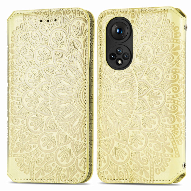 For Honor 50 Blooming Mandala Embossed Pattern Magnetic Horizontal Flip Leather Case with Holder & Card Slots & Wallet