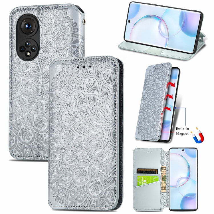 For Honor 50 Blooming Mandala Embossed Pattern Magnetic Horizontal Flip Leather Case with Holder & Card Slots & Wallet