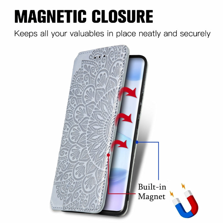 For Honor 50 Blooming Mandala Embossed Pattern Magnetic Horizontal Flip Leather Case with Holder & Card Slots & Wallet