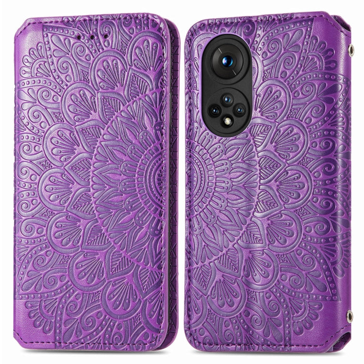 For Honor 50 Blooming Mandala Embossed Pattern Magnetic Horizontal Flip Leather Case with Holder & Card Slots & Wallet